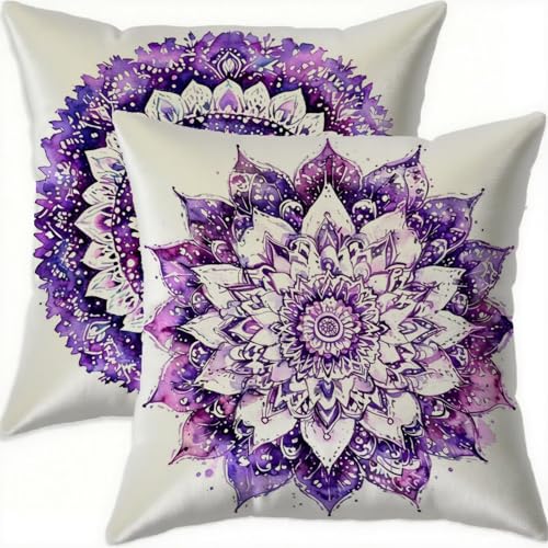 Housse coussin 80x80cm imperméable anti tache en velours violet lavable - 2