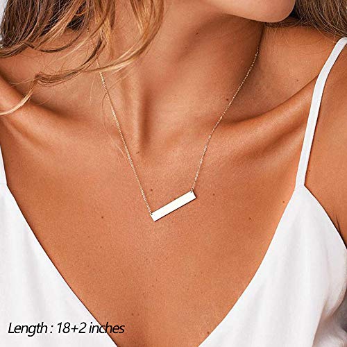 image for Turandoss Delicate Layering Choker Bar Necklace Hammered Disc Necklace