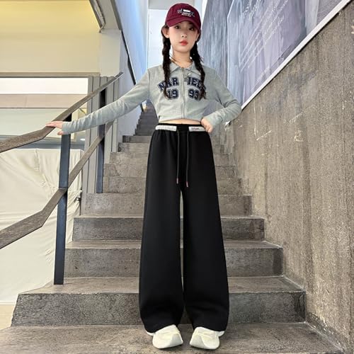 Girl's Wide Leg Sweatpants Baggy Straight Loose Sweat Pants High Waist Causal Kids Athletic Pants with Pockets3