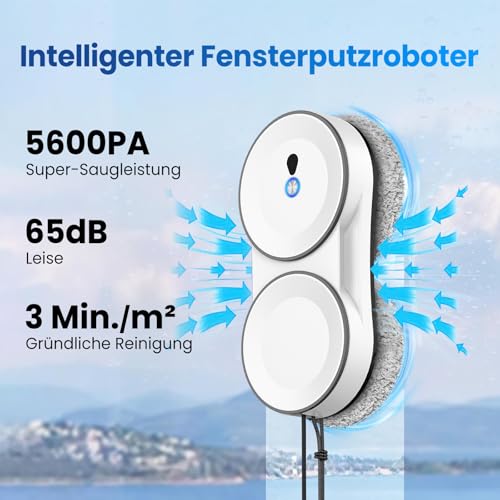 GAGAFEEL Fensterputzroboter, 5600 Pa fensterroboter, 3 Reinigungsmodi, mit Automatische Doppel-Sprühfunktion...