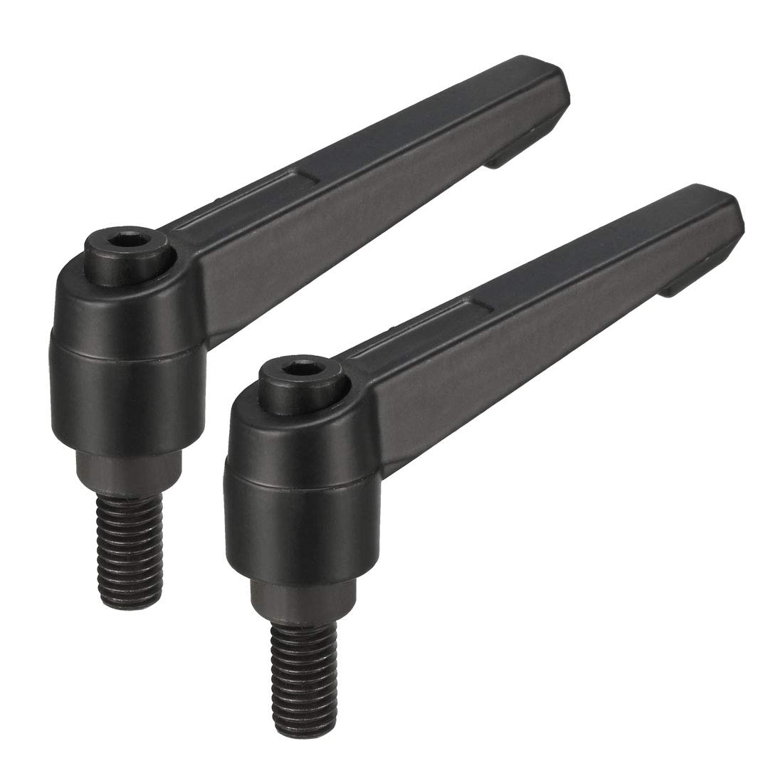 uxcell M8 x 15mm Handle Adjustable Clamping Lever Thread Push Button Ratchet Male Threaded Stud Knobs Locking Rotating Screw Handles Quick Release Bolt Black 2pcs
