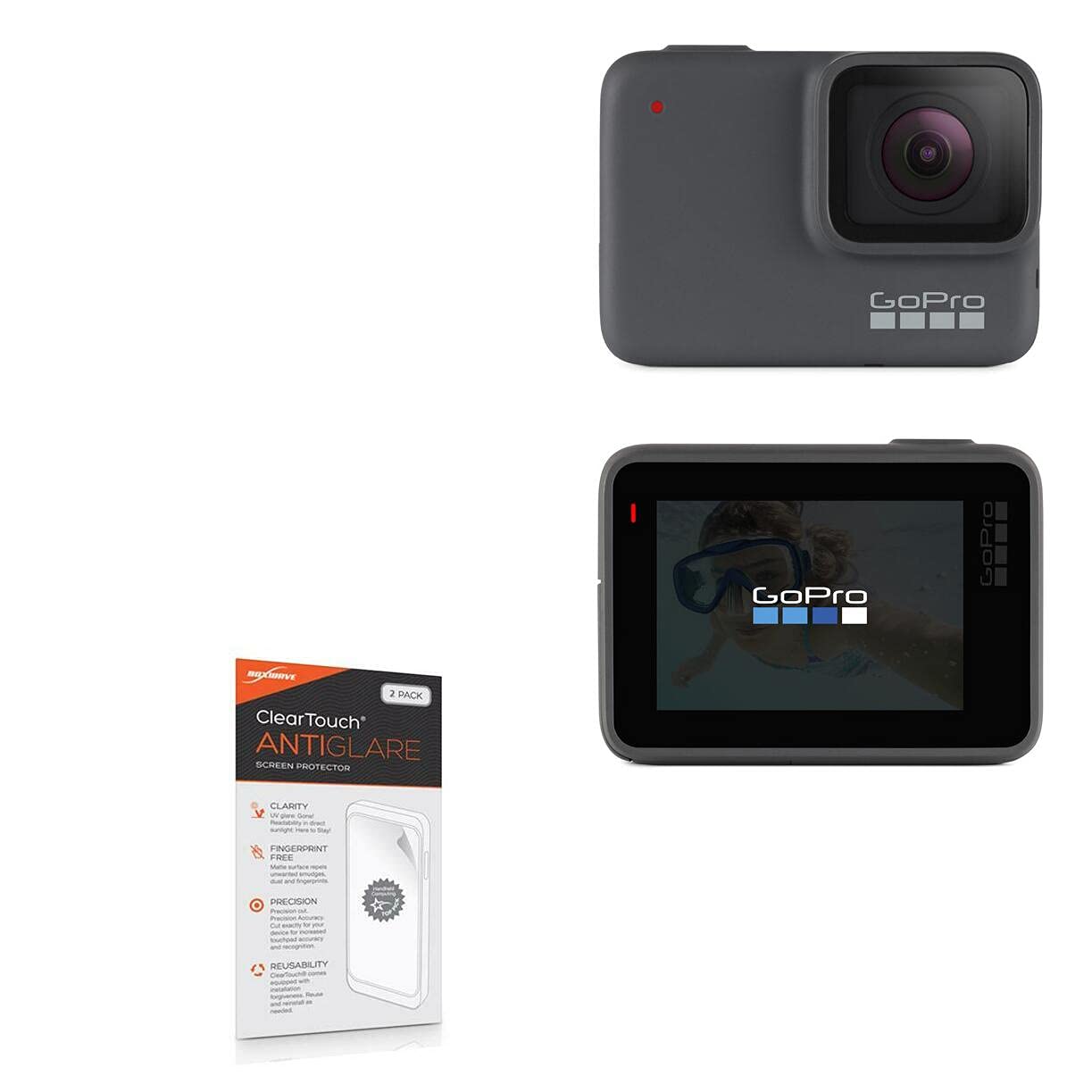 BoxWave Screen Protector Compatible with GoPro Hero 7 Silver - ClearTouch Anti-Glare (2-Pack), Anti-Fingerprint Matte Film Skin