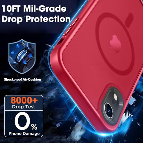 Image of MOCCA Strong Magnetic for iPhone XR Phone Case, [Compatible with Magsafe][Mil-Grade Drop Protection] Slim Thin Translucent Matte Protective Cover Case for iPhone XR Case 6.1'', Red