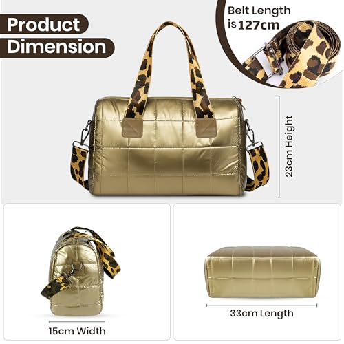 Image of Storite Crossbody Bag, Puffy Purses Top Handle Handbags, Puffer Shoulder Tote Bag for Women - Gold