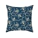 EHOMERY Housse Coussin Canapé Imperméable Taie d'oreiller Satin De Coton Fleurs Velours Housses De Coussin Housse Coussin Japonais Décoratif Canapé Décoration Bleu Foncé 20X20 inches