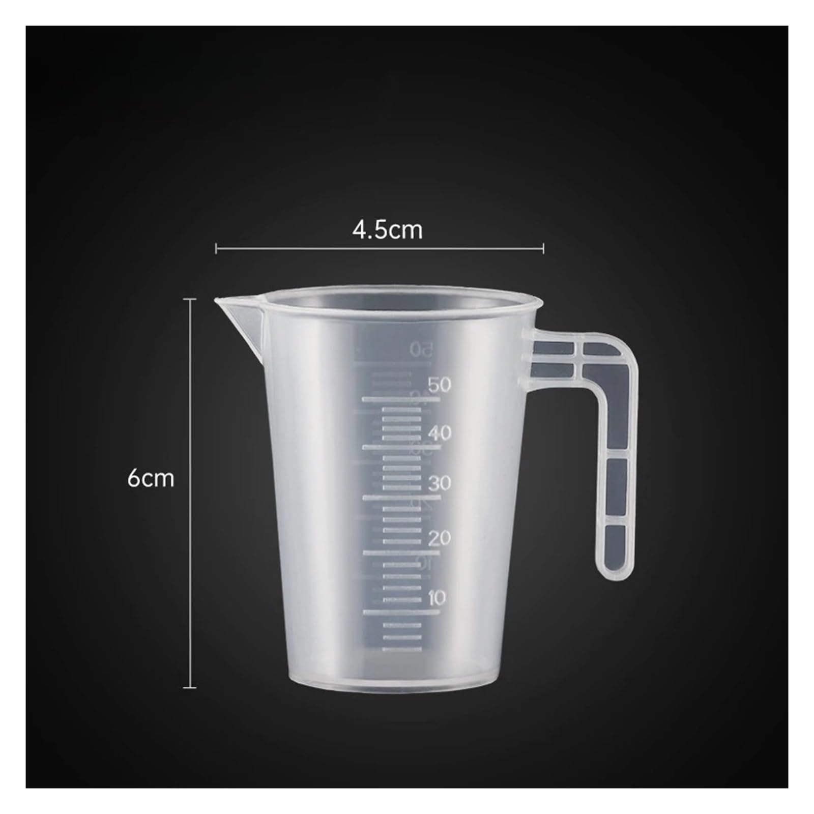Juego de 5 vasos medidores de plástico: 1000 ml, 500 ml, 250 ml, 100 ml, 50 ml. Escala de fácil lectura. Vasos medidores de cocina.
