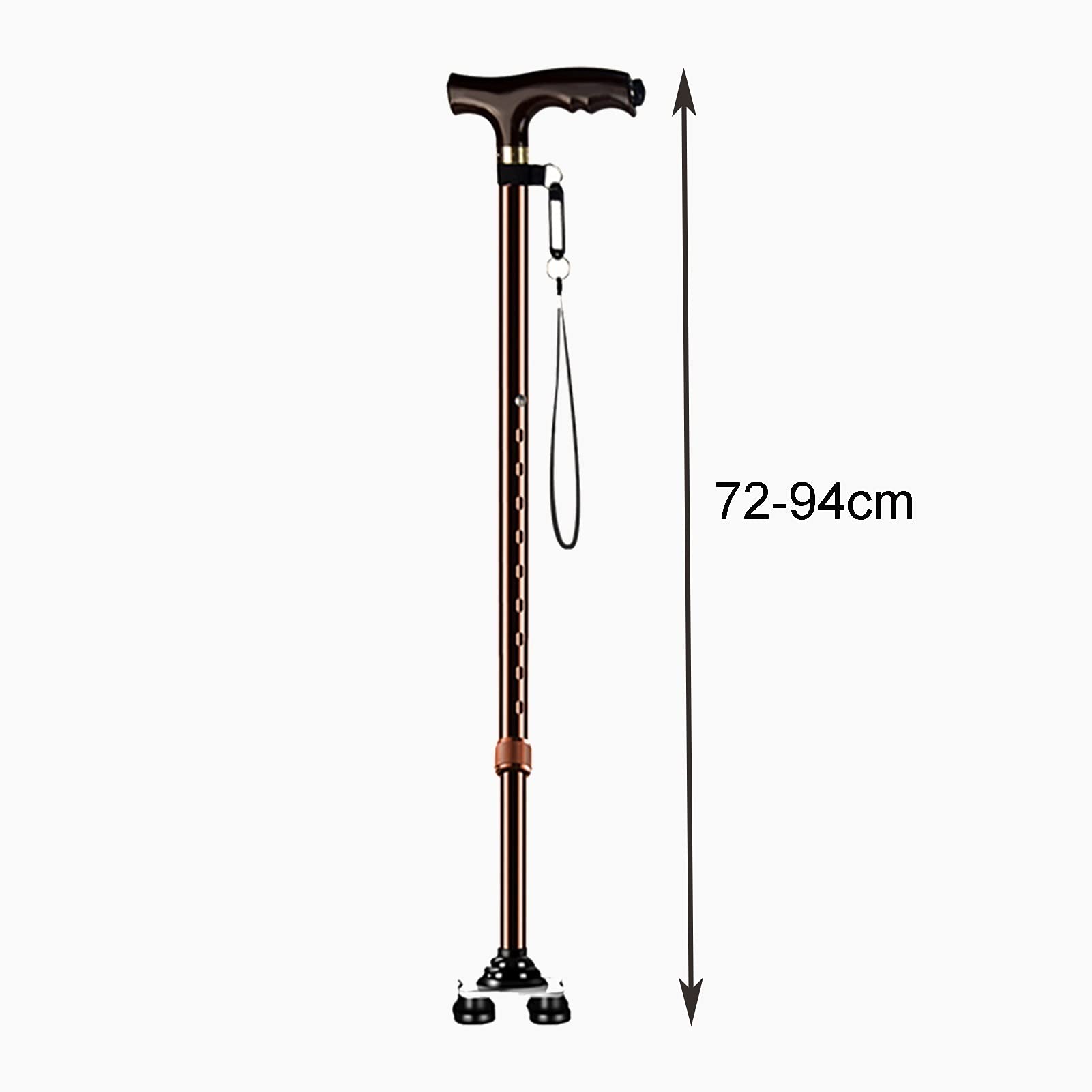 Bastones livianos Marrones para Mujeres y Hombres, Altura Ajustable, portátil, sin Plegable, bastón, con luz LED