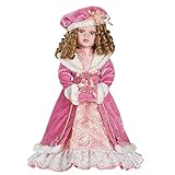 Collections Etc Kelly Winter Victorian Christmas Collectible Porcelain Doll Dressed in Faux Fur Pink Dress - 16
