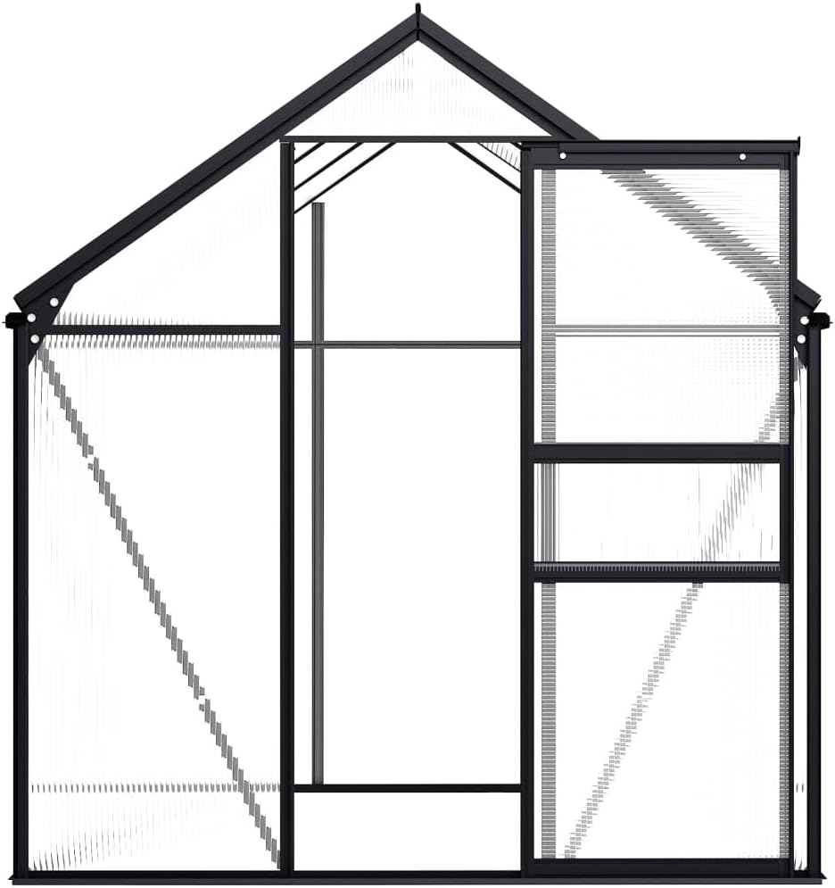 vidaXL Aluminium Greenhouse, 38.9 ft² Spacious Anthracite Design, Thermally Insulated, UV , with Effective Water Drainage System, Suitable for Hobby Gardening