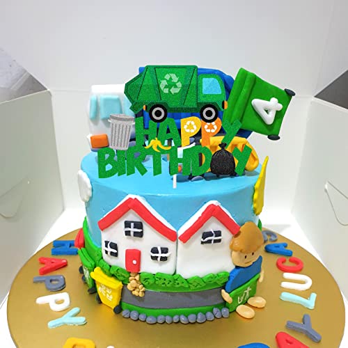 Garbage Truck Cake Topper Trash Truck Birthday Party Supplies Waste Management Recycling Theme Decorations For Kids Birthday Party Supplies #TOP4