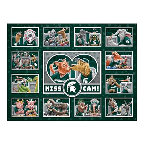 Image of YouTheFan NCAA Michigan State Spartans inchKiss Cam inch 500 Puzzle | 500 Pieces, 15 inch X 20 inch Size, Original Artwork, Humorous Illustrations, Officially Licensed, Fun Fan Gift