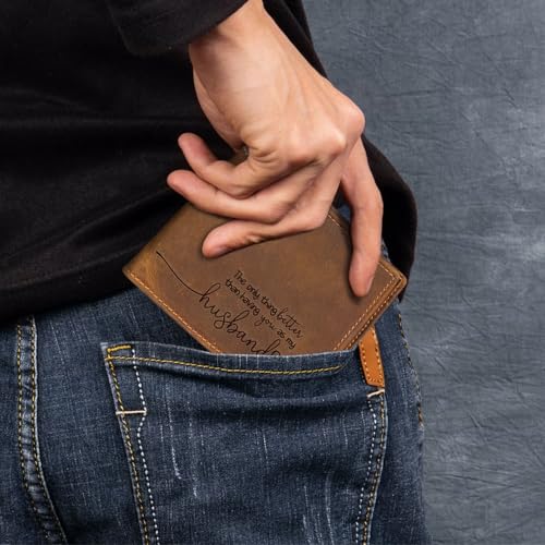 Father's Day Gifts From Wife Having You As A Dad Personalized Leather Wallet Mens Leather Wallet Engraved Dad Personalized Gift for Fathers Day Christmas Thanksgiving Custom Bifold Wallets for Him4