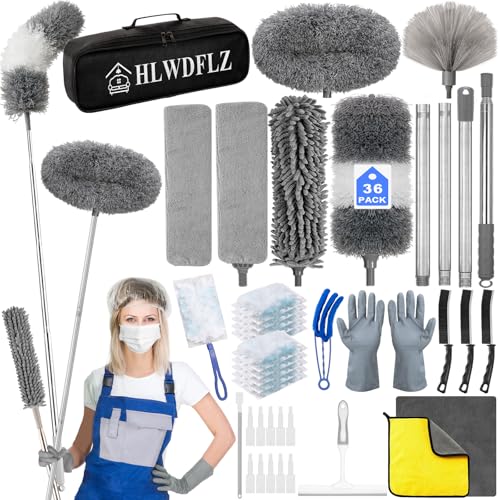 HLWDFLZ Microfiber Duster Kit 36pcs with 30 to 100 in