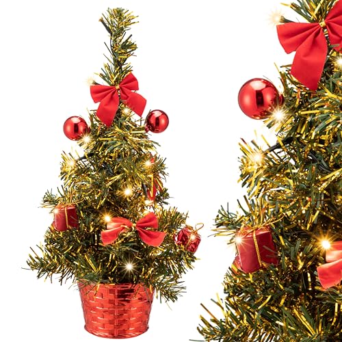 CASARIA® Weihnachtsbaum künstlich 36cm Klein Tisch geschmückt mit...