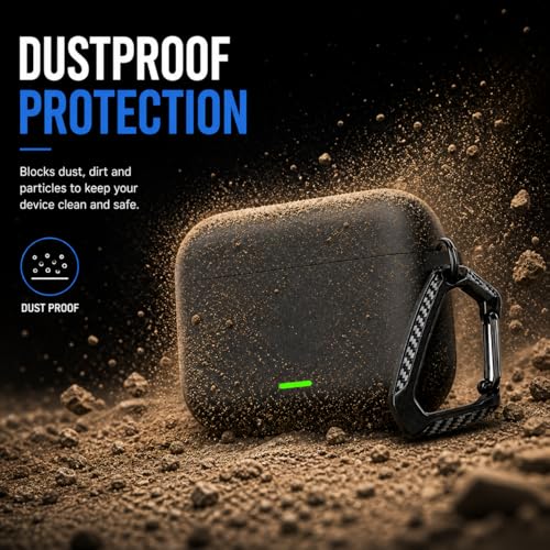 Image of Anvique Silicone Case Cover for Realme Buds T500 Pro, Shockproof Protective Earbuds Cover with Keychain Hook, Anti-Scratch Soft Silicone Skin, Full Body Protection Case (Black T)