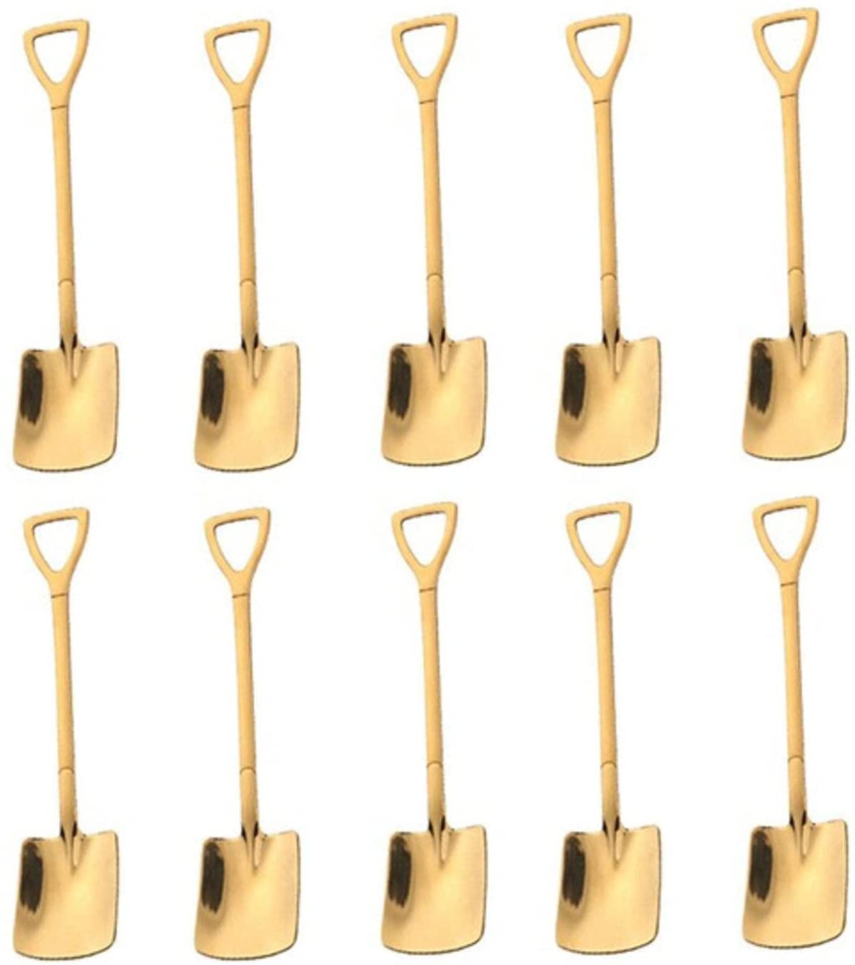 Löffel Restaurants 10. Stck Edelstahlschaufel Kaffee Löffel Kreative Schaufel Scoop Teelöffel Eisdessert Geburtstagsgeschenk Geschirr Esslöffel Hause(Gold Square Spoon)