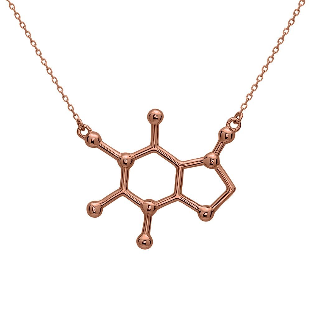 Silver Phantom JewelrySouth Street Designs Women's Caffeine Molecule Necklace - 14K Rose Gold Plated Sterling Silver Jewelry, Coffee & Science Gift