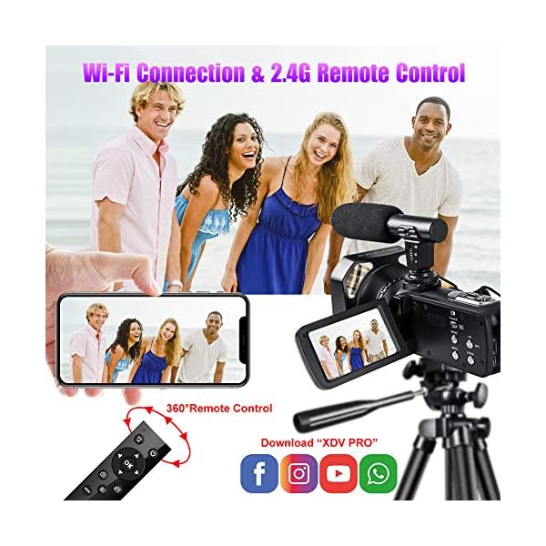 Videokamera Camcorder 4K 48MP Vlog Kamera mit WiFi YouTube Kamera für Videos | Touchscreen, 18X Digitalzoom und… – Bild 4
