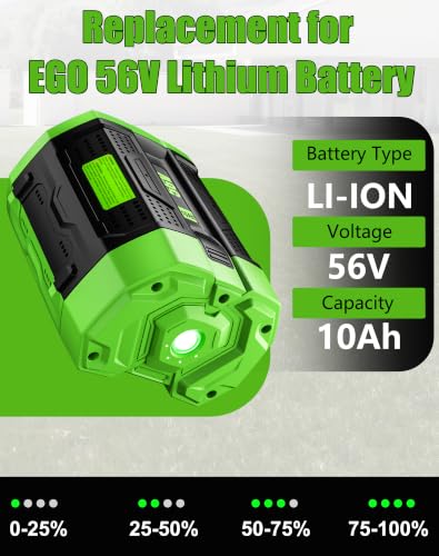 Image of 10.0Ah Battery Replacement for EGO 56V Battery BA2800T BA4200T 2Pack | Compatible with EGO 56 Volt Batteries BA1400T BA5600T BA7620T Power+ Tools