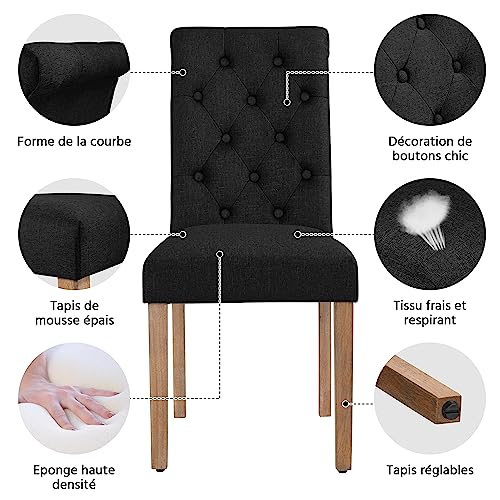 Lot de 6 chaises salle à manger rembourrées, Yaheetech