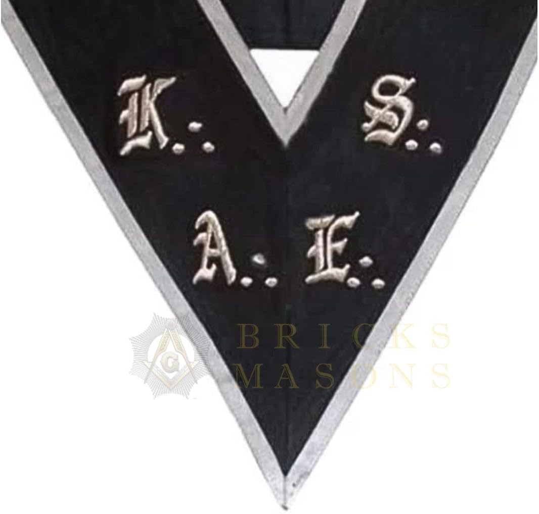 BRICKS MASONS 30th Degree Scottish Rite Collar - AKAES Black Moire with Grey Borders