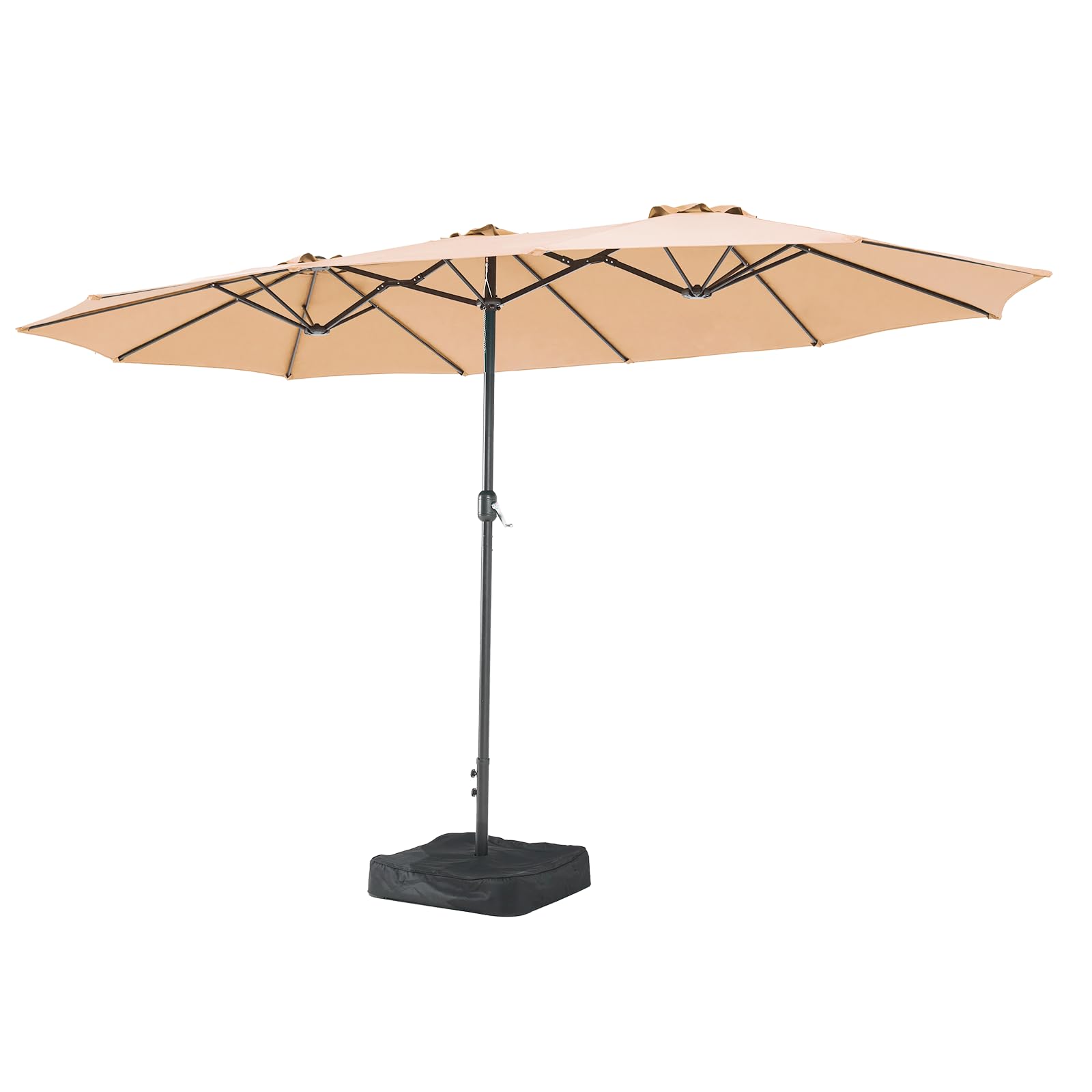 Aoxun Sonnenschirm Mit Basis 455x267 cm UV Schutz Schutzhülle Kurbel Stabil Groß Garten Terrasse Balkon Doppelter Marktschirm Gartenschirm, Parasol Windfest, cremefarben