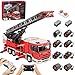 WWEI Technik City Camion de pompier Rouge avec télécommande 2,4 G et 8 moteurs, kit de construction camion télécommandé, 4886 briques de serrage compatibles avec Lego