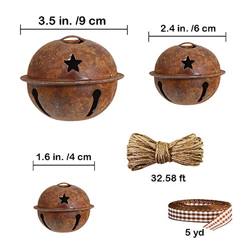 Winlyn-28-Pack-Rusty-Jingle-Bells-with-Star-Cutouts-Christmas-Sleigh-Bells-Rustic-Metal-Craft-Bells-Star-Bells-with-Jute-Rope-Ribbon-for-Holiday-Season-Primitive-Country-Decor-3-Sizes-16-24-35 Winlyn 28 Pack Rusty Jingle Bells with Star Cutouts Christmas Sleigh Bells Rustic Metal Craft Bells Star Bells with Jute Rope Ribbon for Holiday Season Primitive Country Decor 3 Sizes 16 24 35