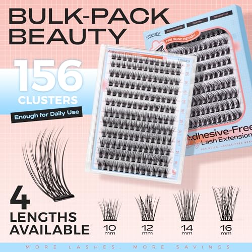 Extensions de cils auto-adhésifs LASHVIEW N06 kit de 156 grappes 10-16 mm sans colle