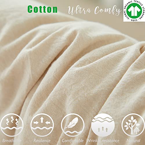 Brandream Gender Neutral Boho Bohemian Baby Girl Boy Nursery Crib Bedding Set 3 Pieces Solid Beige Farmhouse Chic Ruffle Unisex Cozy 100% Washed Cotton #TOP2