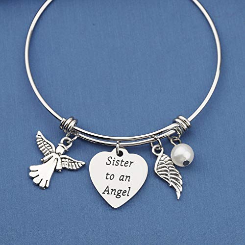 MYOSPARK Sister Memorial Bracelet Sister to an Angel Expandable Wire Bangle Bracelet Remembrance Jewelry Bereavement Gift for Loss of Sister3