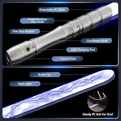 38.2 Inch Dueling Lightsaber,FX LED Light Saber,Metal Hilt,Replaceable Blade,4 Modes Sounds,Blaster,Rechargeable,Age 6 7 8 9 10 11 12 13 14 Kids Toys,Cosplay,Brithday Gift(Skywalker-Blue)