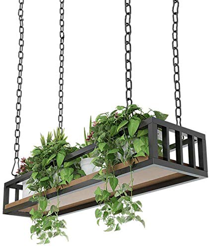 MYPNB Supporto per Fiori Creativo Retro a soffitto Hanging Solidi Ripiani Fiore di Legno |Cucina/Bar/Ristorante Ferro Bagagli Rack | Vintage sospeso Holder Mensola (Size : 80×25×15cm)
