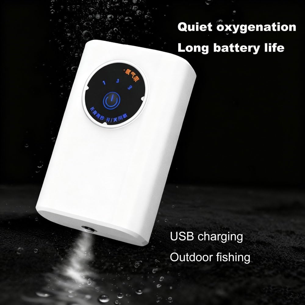 Pompa ad Aria Portatile Ultra Silenziosa, Pompa ad Aria per Acquario USB a Batteria al Litio, Adatta per Camere da Letto e Uffici, Aeratore per Acquario Silenzioso