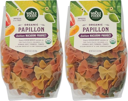 Image of Whole Foods Market, Organic Pasta, Papillon with Roots & Vegetables, 16 Ounce (Pack of 2)