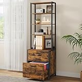 VASAGLE File Cabinet, Home Office Filing Cabinet with Height-Adjustable Open Shelves, 3 Drawers, for A4, Letter-Size Hanging File Folders, Steel Frame, for Home Office, Rustic Brown UOFC078B01