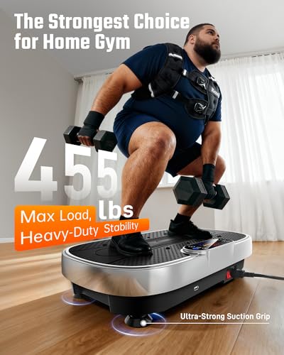 Renoj Vibration Plate Exercise Machine - 455 Lbs Full Body Vibrating Platform with Bluetooth Audio and LED Screen - Lymphatic Drainage and Weight Loss Shaker for Home Gym and Office Workout - Image 3
