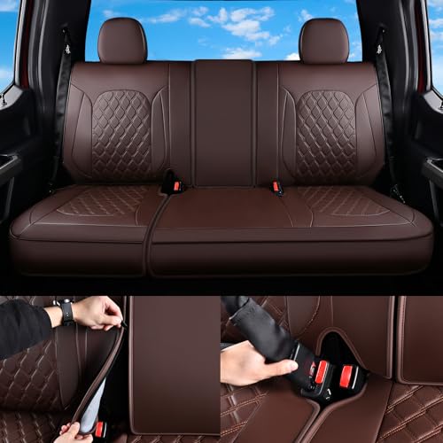 Huidasource Fit for Coffee Chevy Silverado/GMC Sierra Rear Seat Covers, Thickened Split Nappa Leather Truck Back Seat Cover 2007-2013&2019-2026 1500, 2020-2026 2500HD 3500HD Crew Cab WT LS LT by Huidasource - Used condition - Image 3