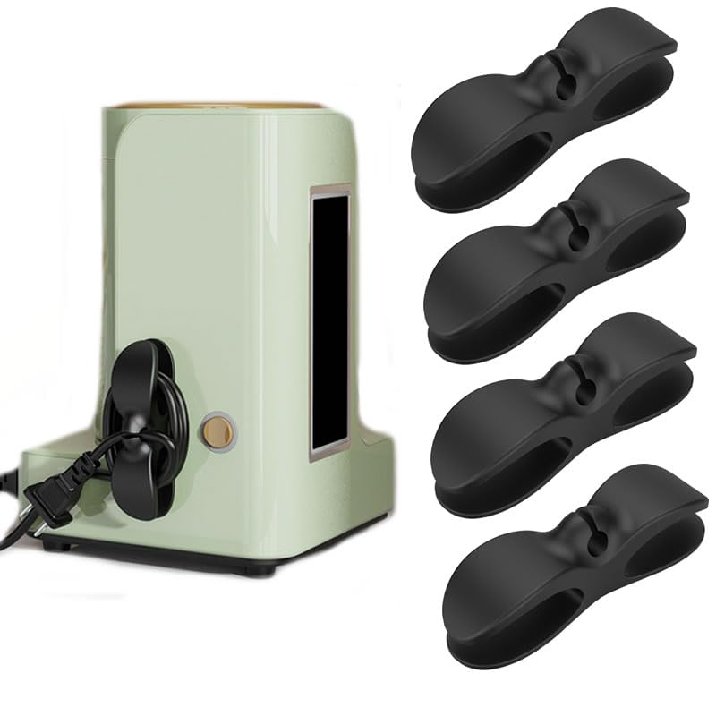 Nenluny 4pcs Cord Organizer for Appliances Kitchen Appliance Cord Winder Cable Organizer Cord Holder Cord Wrapper Small Kitchen Appliances Cord Keeper (All Black)