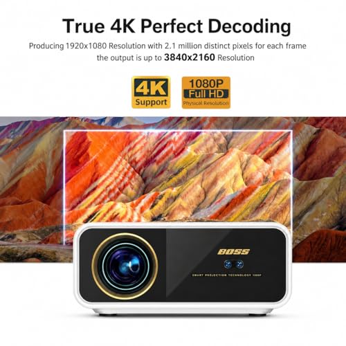 Image of BOSS A10 Ultra Smart Ai 2026 Projector | Full HD | 4K HDR Support | 2050 ANSI Lumens | QLED Display | Android TV 14 | AI Auto Focus & Keystone | Voice Control | Sealed Optical Engine