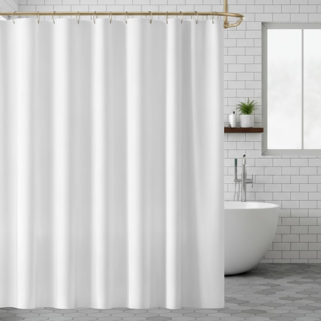 DALINA TEXTIL S.L Cortinas de Ducha, para baño, bañera, Impermeable, Resistente al Moho, Anti Moho y Impermeables 180 x 180 cm (71 x 71 Pulgada) | 100% Polyester - Blanco.