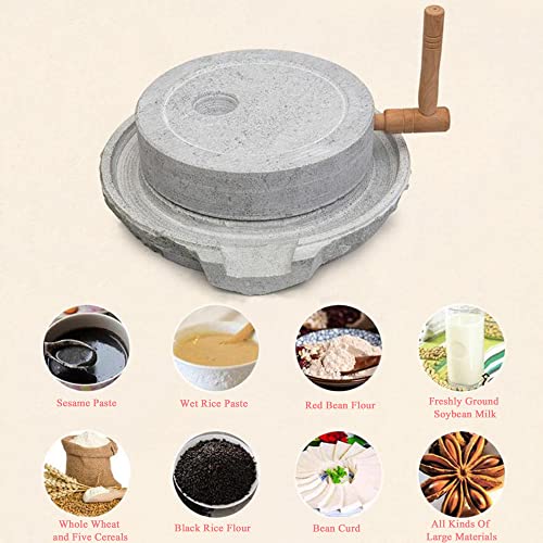 Molino de Mano de Granito con Marco de Madera, Amoladora Manual de Especias de Grano de café, núcleo de Acero Seguro 304, mortero de Piedra fácil de Limpiar para Cocina y decoración del hogar