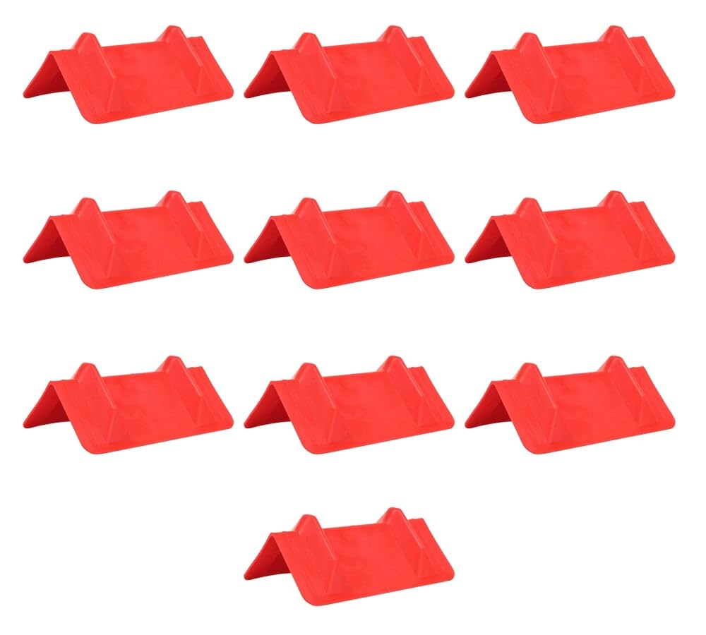 Mytee Products 10 Pack Red Flatbed Edge Protectors - 4"x4"x11" Plastic V Board Flatbed Corner Protectors for Cargo Loads &amp; Tie Down Strap Guard - Fit 1 Strap Up to 4"