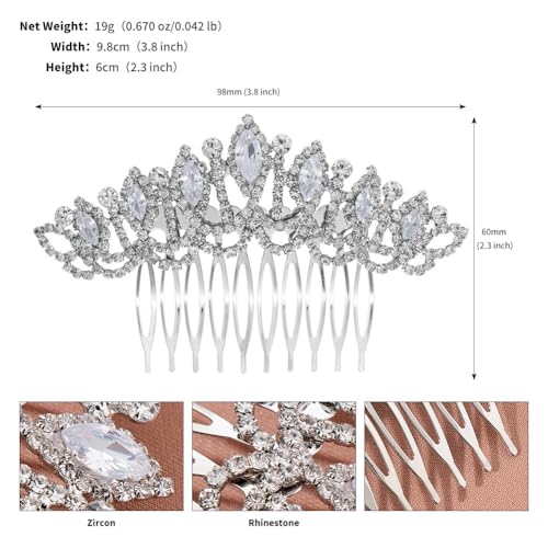 Sppry Pente de cabelo com strass - Acessório de cabelo elegante para mulheres noivas em festas de ca