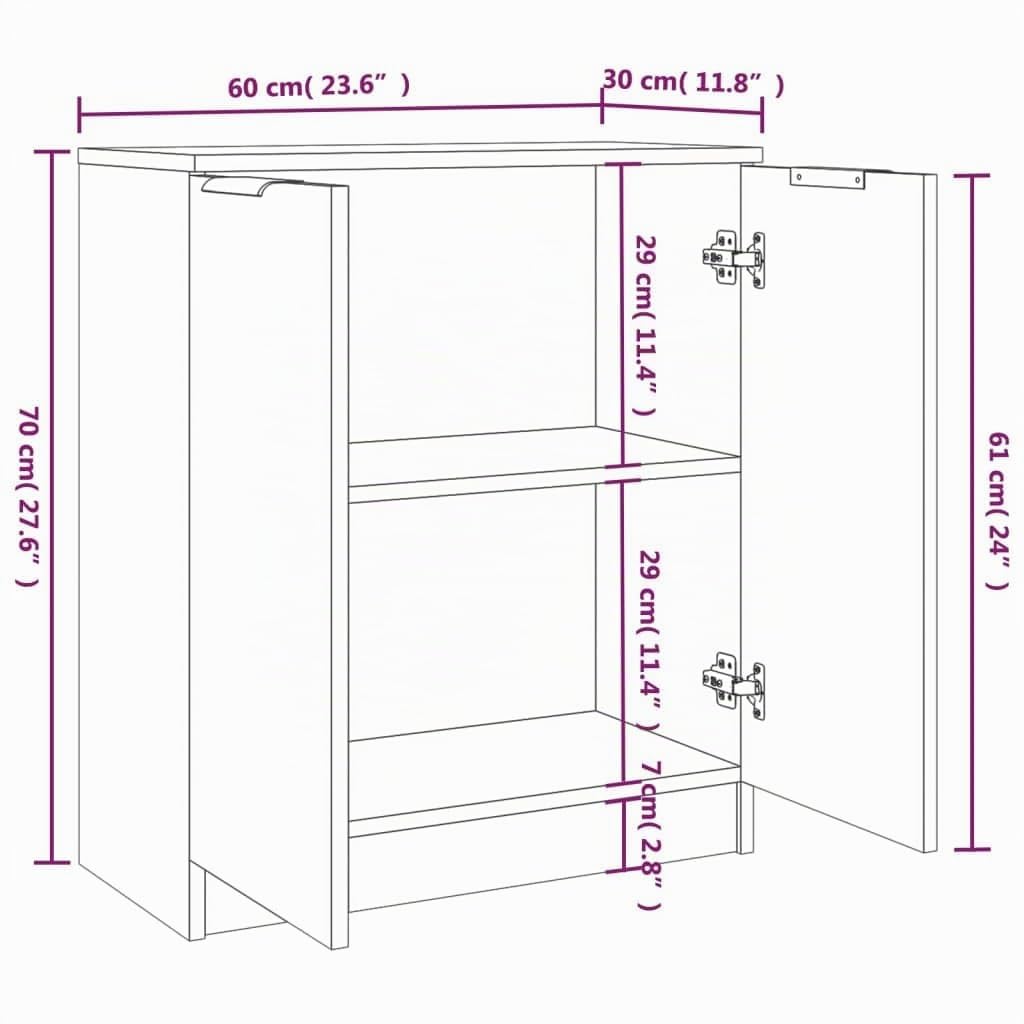 vidaXL Buffets 2 pcs Chêne Sonoma 60x30x70 cm Bois d'ingénierie