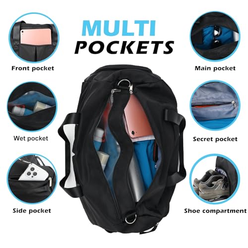 DAYGOS-Gym-Sports-Duffle-Bag-Waterproof-Travel-Duffel-Bag-with-Wet-Pocket-and-Shoes-Compartment-40L-Carry-on-Bag-Holdall-Bag-for-Sport-Travel-Training-HospitalBlack