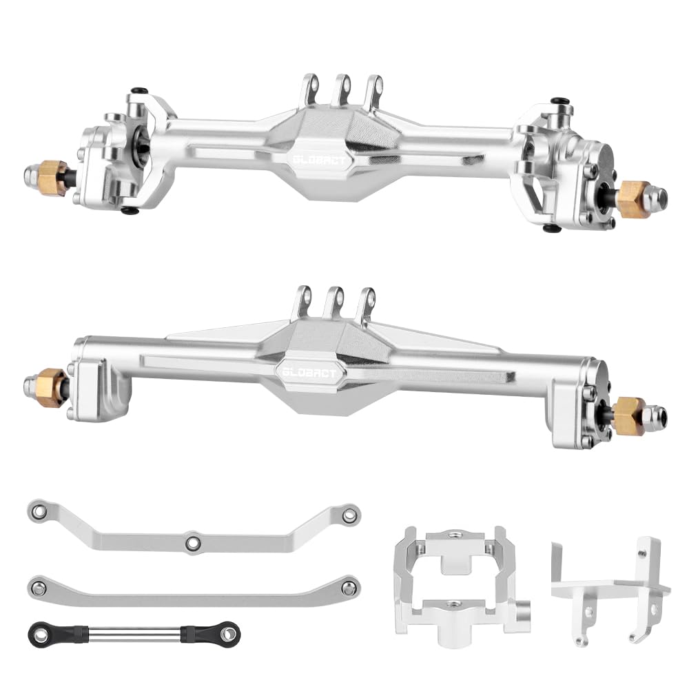 GLOBACT +10mm Diamond Portal Axles with Double Servo Mount & Links for TRX4M 1/18 RC Crawler Upgrade(Silver)