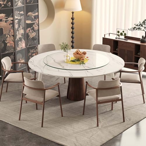 Rallonge de table ronde portable 4 plis 170cm imitation marbre - 8