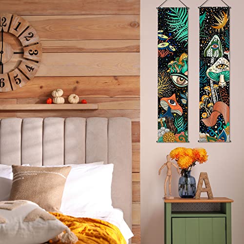 2 Pcs Mushroom Tapestry Banner Hippie Wall Decoration Eyes Ocean Room Wall Hanging Peacock Bohemian Colorful Abstract Mushroom Backdrop Photography Background For Home Aesthetic Decor Room Bedroom #TOP4
