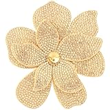 Mecool 3.74' Dual-Purpose Gold Ladies Brooches and Flower Clip | Double Layer Women's Brooches & Pins Shimmering Created Crystal. Elegant Costume Jewellery Accessory | Brooches for Women UK Vintage